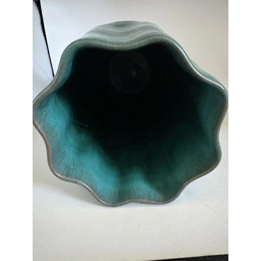 Vintage Marcello Fantoni Italy Green Pottery Vase Modern Mid-Century 9”